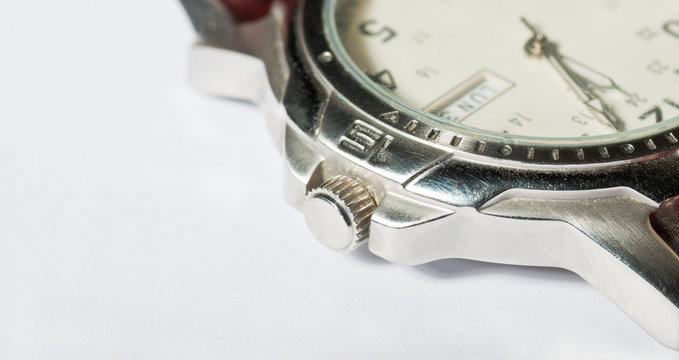 Winder detail on an old wristwatch