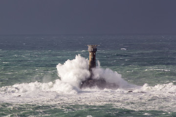 Storm at Lands End Cornwall England