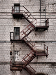 fire escape stairs - obrazy, fototapety, plakaty
