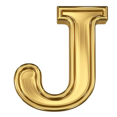 3d brushed golden letter - J. Isolated on white.