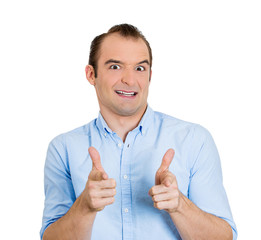 Handsome man pointing