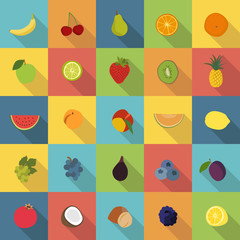 Fruit flat icons vector set