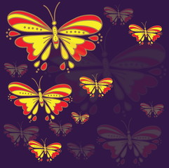 Card design. Stylized vector drawing. Butterflies