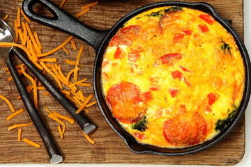 Skillet Peperoni and Spinach Egg Scramble