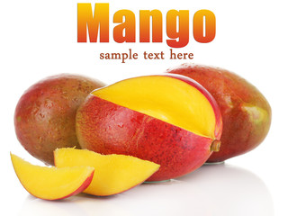 Ripe appetizing mango isolated on white