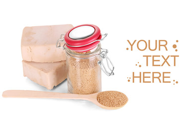 Dry yeast isolated on white