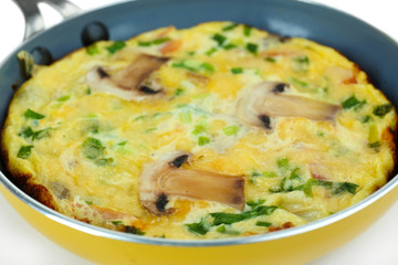 Omelet with mushrooms closeup
