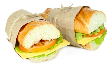 Fresh and tasty sandwich isolated on white