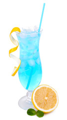 Glass of cocktail isolated on white