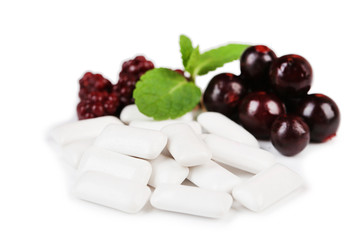 Chewing gum with fruit taste,  isolated on white