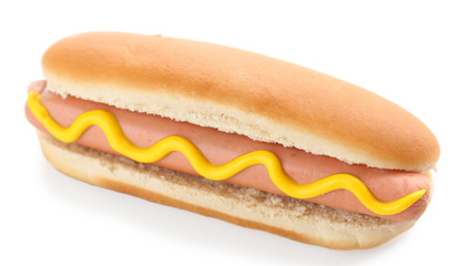 Tasty hot dog isolated on white
