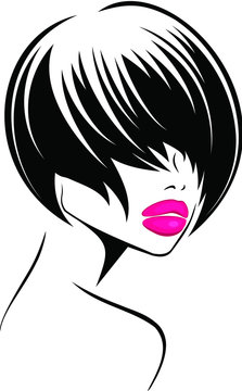 recommend clip art: Woman with pink lips beauty icon