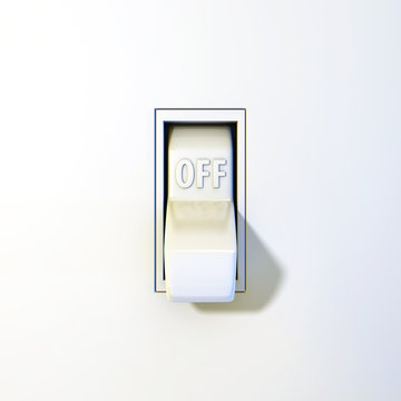 Close up of a wall light switch in the off position