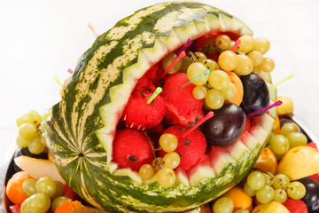 fruit salad in watermelon