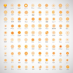 Sun Icons Set - Isolated On Gray Background