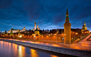 Obraz premium Moscow Kremlin night view