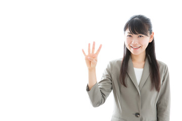 young asian businesswoman counting