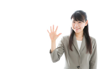 young asian businesswoman counting