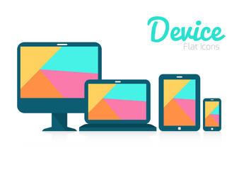 Tablet pc, mobile phone and digital devices. flat icon