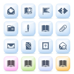Email icons on color buttons.