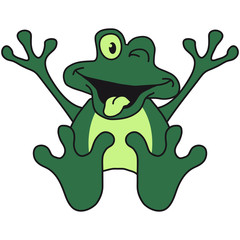 Funny Sitting Comic Frog