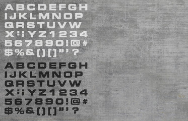 Dabbed stencil paint lettering on cement board