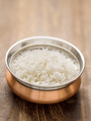 Fototapeta na wymiar close up of a bowl of steamed indian basmati rice