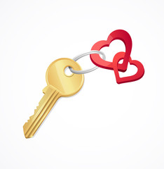 House keys with Red heart Key chain
