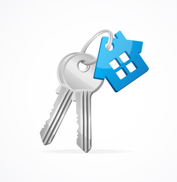 House Keys With Blue Key Chain