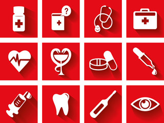 Flat medical icon set