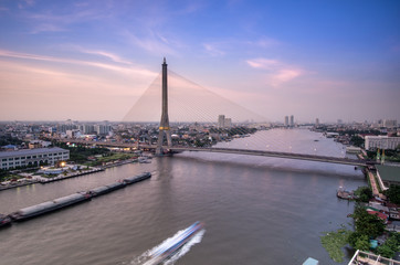 Fototapeta premium Rama 8 Bridge, Mega bridge in Bangkok Thailand