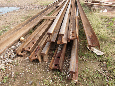 Old corroded railway steel beam