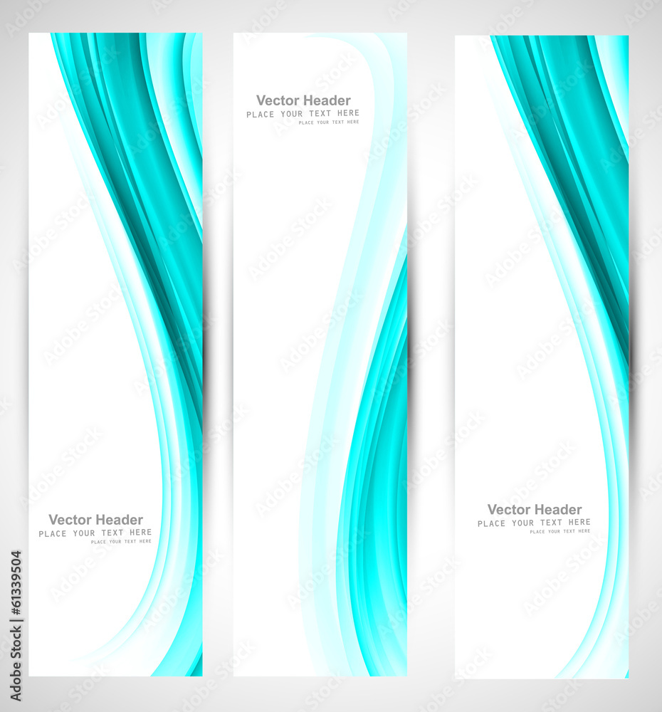 Poster abstract vertical header shiny blue wave vector design