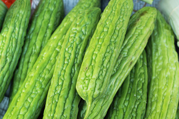 Gourd, fresh vegetables on the market.