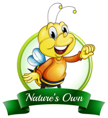 A nature's own label with a smiling bee