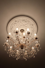 Close-up of a beautiful crystal chandelier