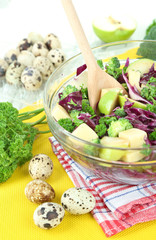 Fresh vegetable salad in bowl isolated on white
