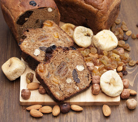 Fruit   figs  bread with nuts.