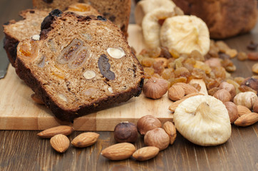 Fruit   figs  bread with nuts.