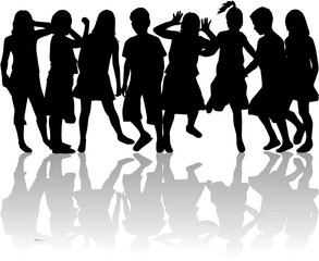 Fototapeta premium group of children's silhouettes
