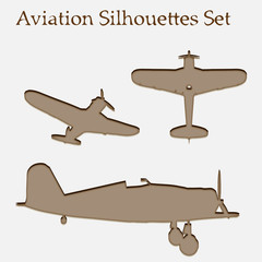 Brown plane silhouette set