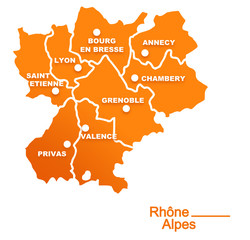 Obraz premium rhône alpes région départements et villes