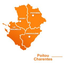 Naklejka premium poitou charentes région départements et villes