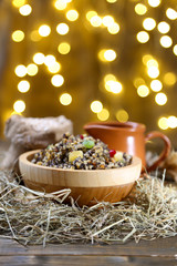 Bowl with kutia -  traditional Christmas sweet meal in Ukraine,