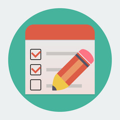 Flat checklist with pen icon