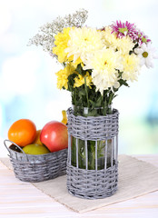 Beautiful chrysanthemum flowers in vase