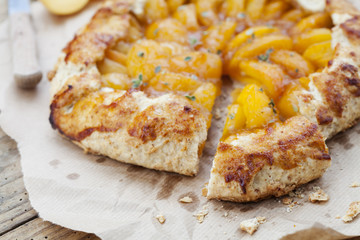 Homemade apricot galette with thyme