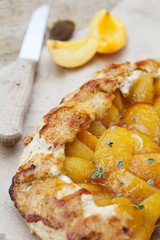 Homemade apricot galette with thyme