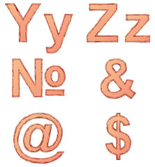 Vector font with freehand contour and shaded red paint