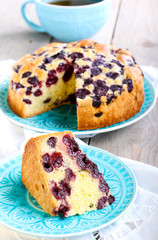Slice of sponge cherry cake